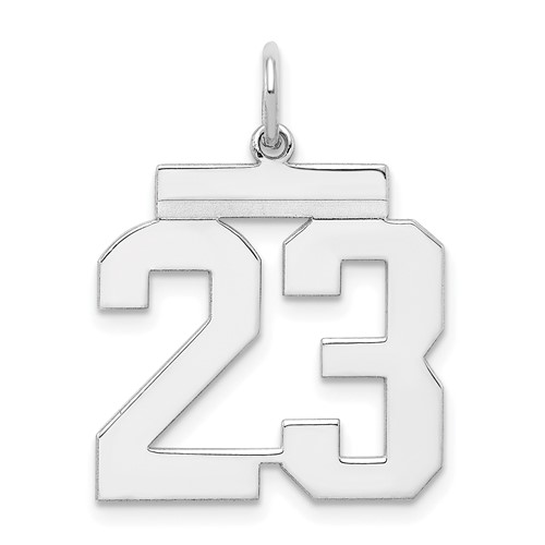Sterling Silver Rhodium-plated Polished Number 23 Charm