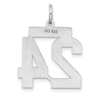 Sterling Silver Rhodium-plated Polished Number 24 Charm view 4