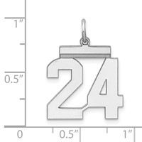Sterling Silver Rhodium-plated Polished Number 24 Charm view 3