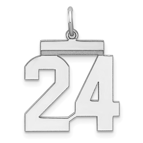 Sterling Silver Rhodium-plated Polished Number 24 Charm