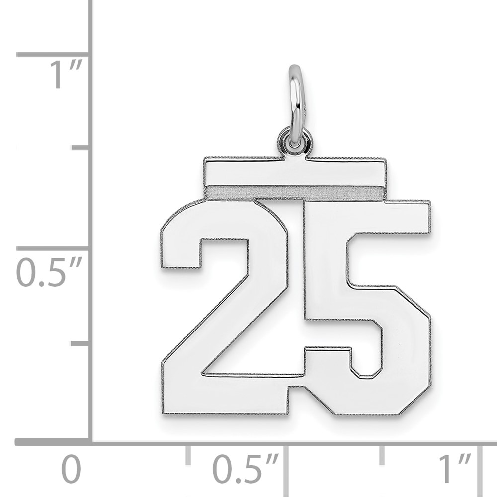 Sterling/Silver Rhodium-plated Polished Number 25 Charm (QMS25)