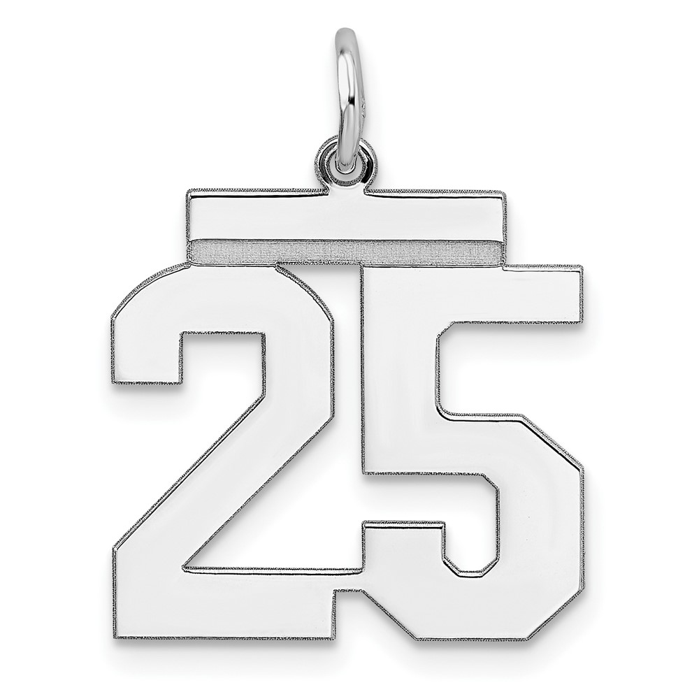 Sterling/Silver Rhodium-plated Polished Number 25 Charm (QMS25)