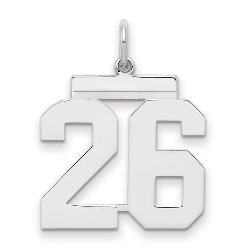 Sterling Silver Rhodium-plated Polished Number 26 Charm