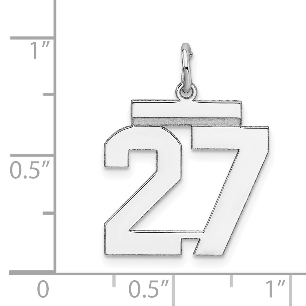 Sterling/Silver Rhodium-plated Polished Number 27 Charm (QMS27)