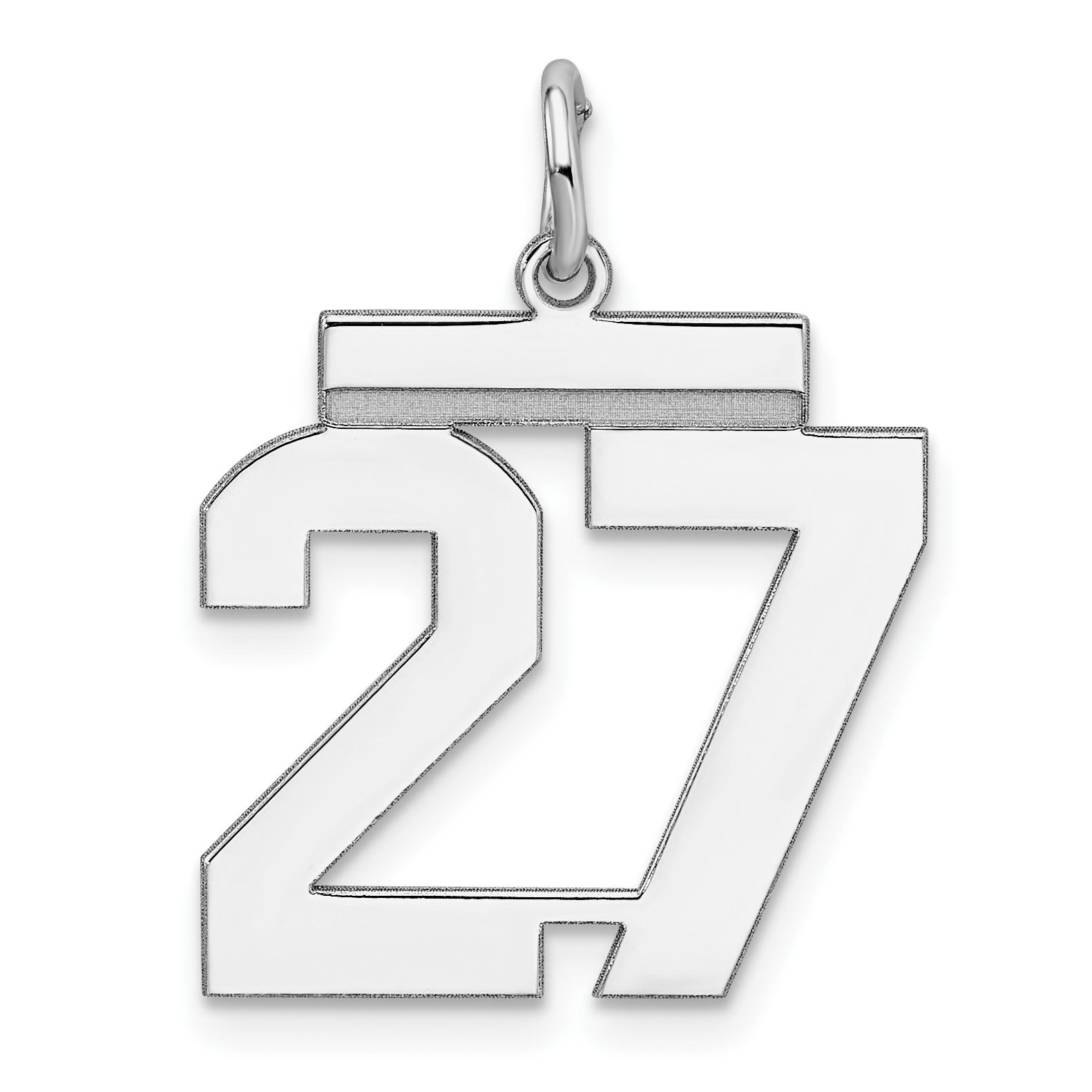 Sterling/Silver Rhodium-plated Polished Number 27 Charm (QMS27)