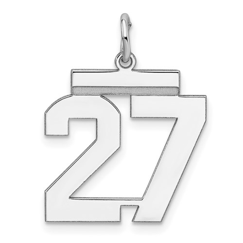Sterling Silver Rhodium-plated Polished Number 27 Charm