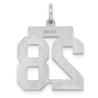 Sterling Silver Rhodium-plated Polished Number 28 Charm view 4