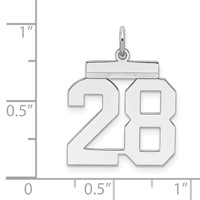 Sterling Silver Rhodium-plated Polished Number 28 Charm view 3