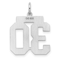 Sterling Silver Rhodium-plated Polished Number 30 Charm view 4