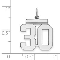 Sterling Silver Rhodium-plated Polished Number 30 Charm view 3