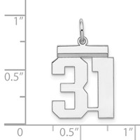 Sterling Silver Rhodium-plated Polished Number 31 Charm view 3