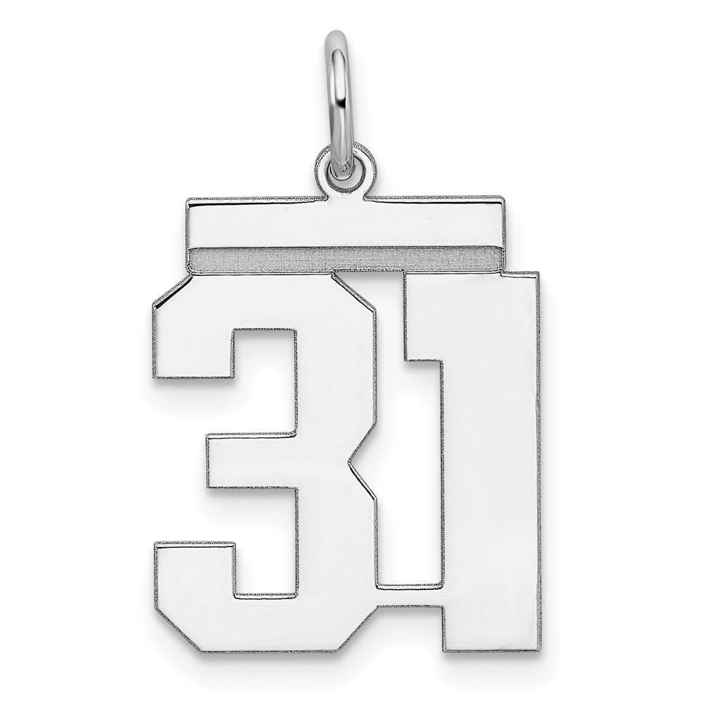 Sterling Silver Rhodium-plated Polished Number 31 Charm