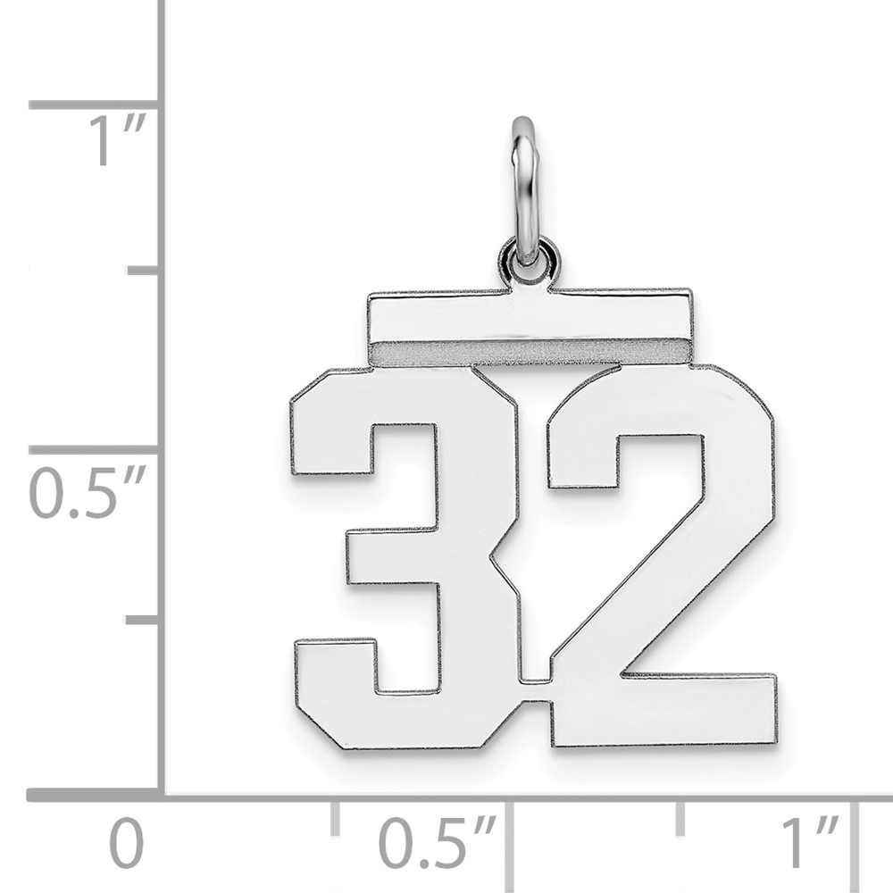 Sterling/Silver Rhodium-plated Polished Number 32 Charm (QMS32)