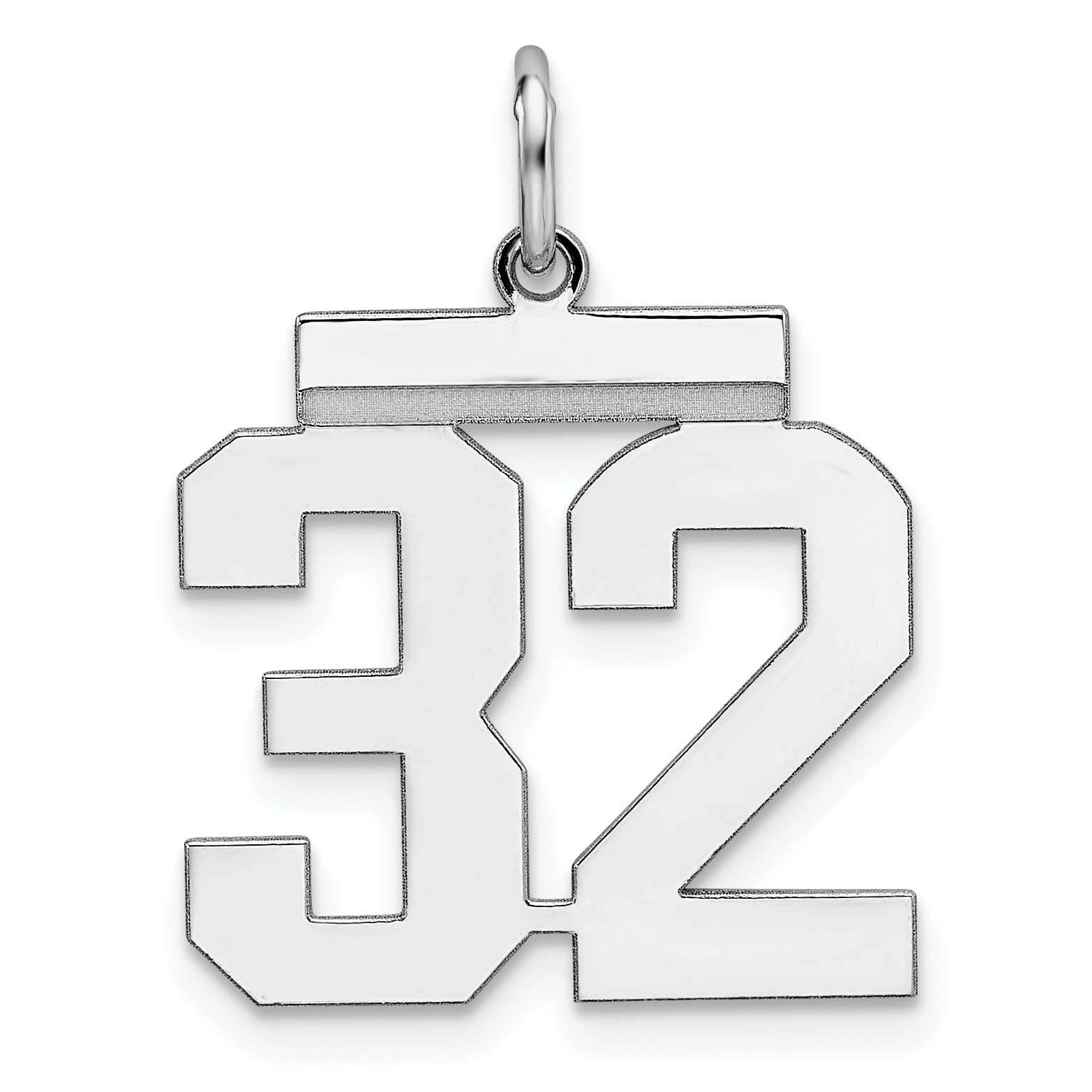 Sterling/Silver Rhodium-plated Polished Number 32 Charm (QMS32)
