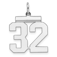 Sterling Silver Rhodium-plated Polished Number 32 Charm view 1