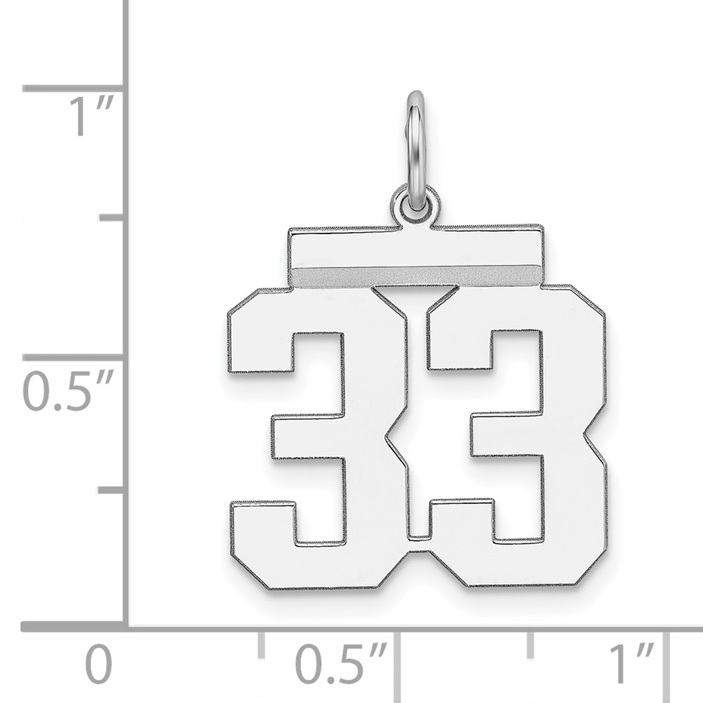 Sterling/Silver Rhodium-plated Polished Number 33 Charm (QMS33)