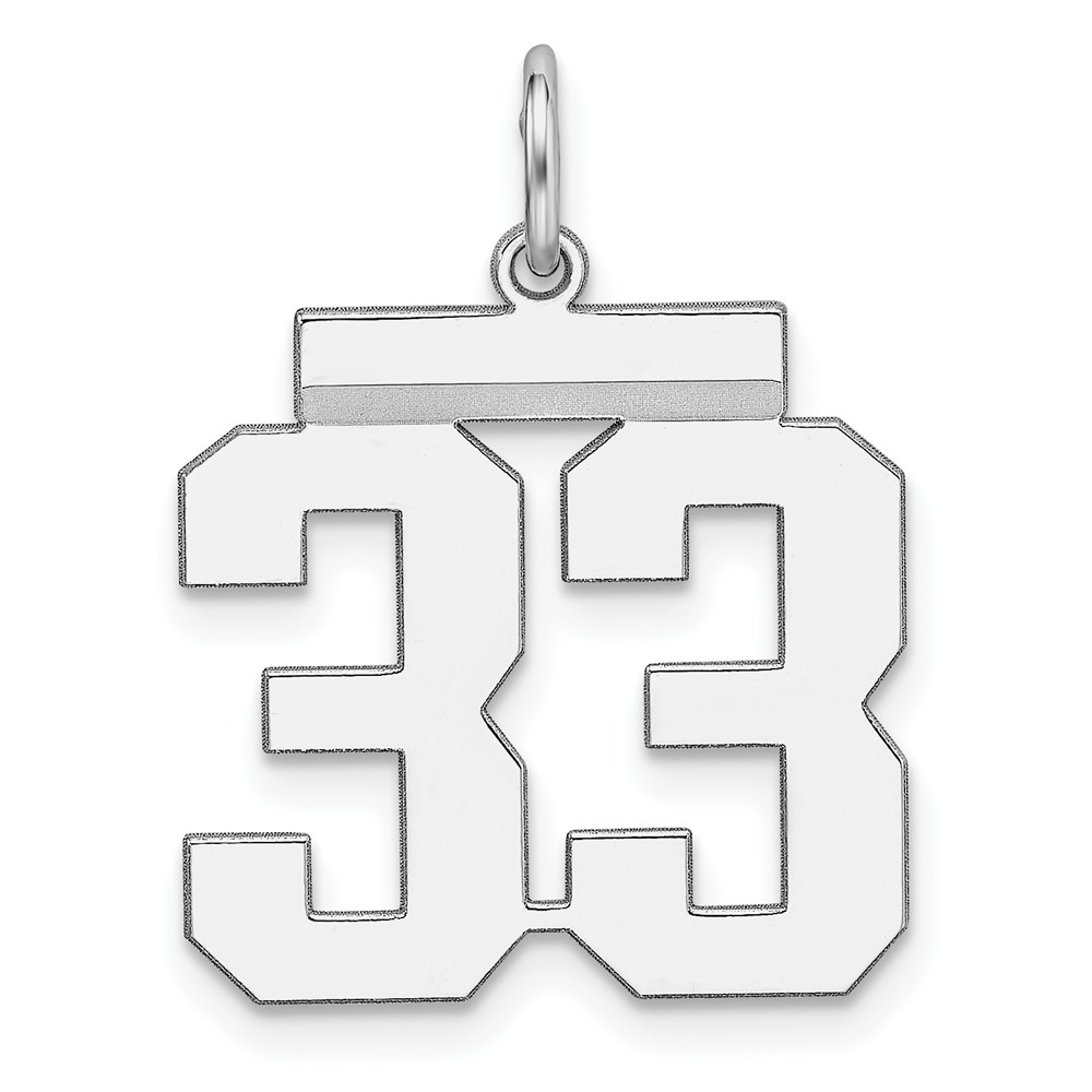 Sterling/Silver Rhodium-plated Polished Number 33 Charm (QMS33)