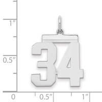 Sterling Silver Rhodium-plated Polished Number 34 Charm view 2