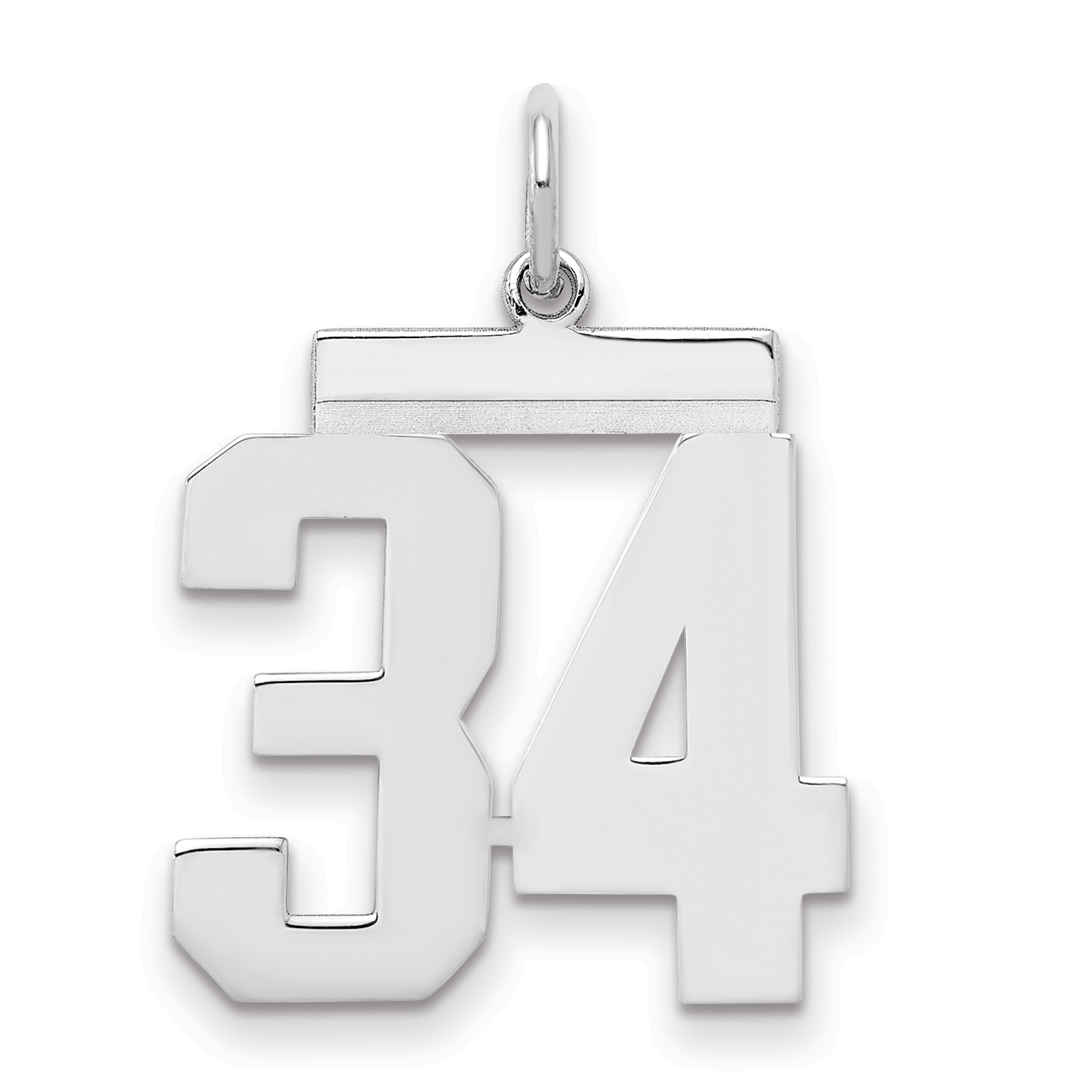 Sterling/Silver Rhodium-plated Polished Number 34 Charm (QMS34)