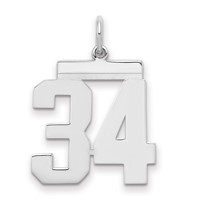 Sterling Silver Rhodium-plated Polished Number 34 Charm view 1