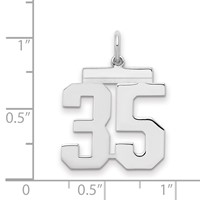 Sterling Silver Rhodium-plated Polished Number 35 Charm view 2