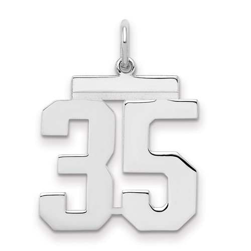 Sterling Silver Rhodium-plated Polished Number 35 Charm