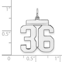 Sterling Silver Rhodium-plated Polished Number 36 Charm view 3