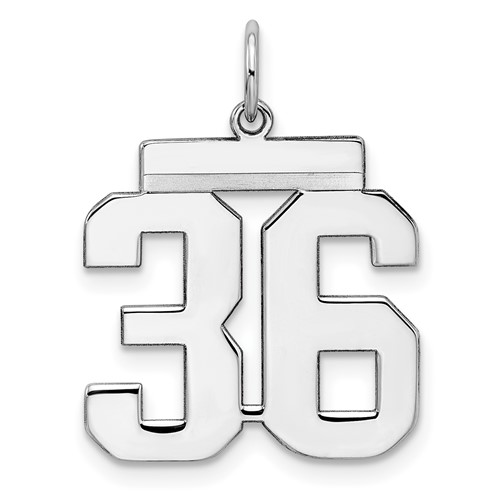 Sterling Silver Rhodium-plated Polished Number 36 Charm