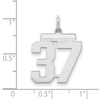 Sterling Silver Rhodium-plated Polished Number 37 Charm view 2