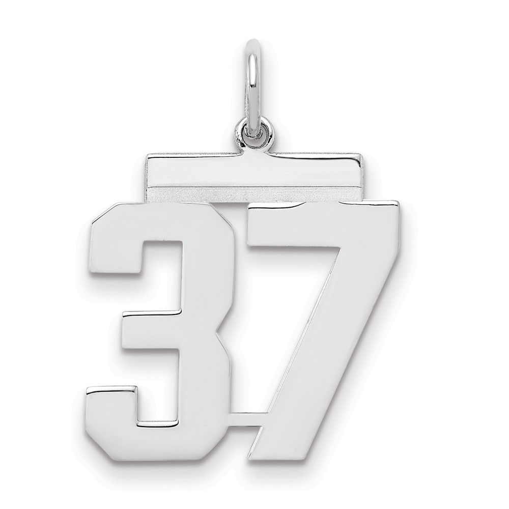 Sterling Silver Rhodium-plated Polished Number 37 Charm