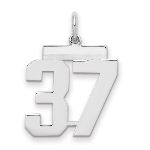 Sterling Silver Rhodium-plated Polished Number 37 Charm