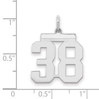 Sterling Silver Rhodium-plated Polished Number 38 Charm view 2