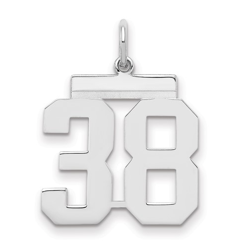Sterling Silver Rhodium-plated Polished Number 38 Charm