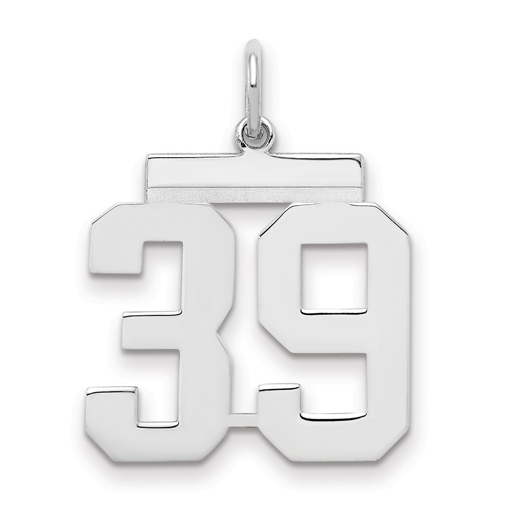 Sterling Silver Rhodium-plated Polished Number 39 Charm