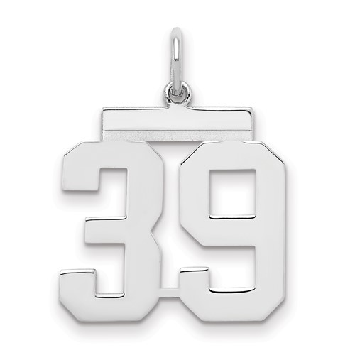 Sterling Silver Rhodium-plated Polished Number 39 Charm