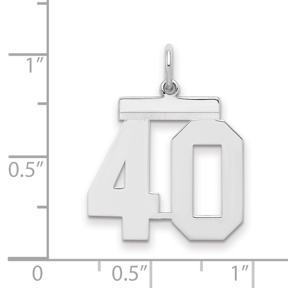 Sterling/Silver Rhodium-plated Polished Number 40 Charm (QMS40)