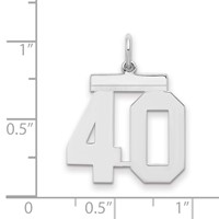 Sterling Silver Rhodium-plated Polished Number 40 Charm view 2