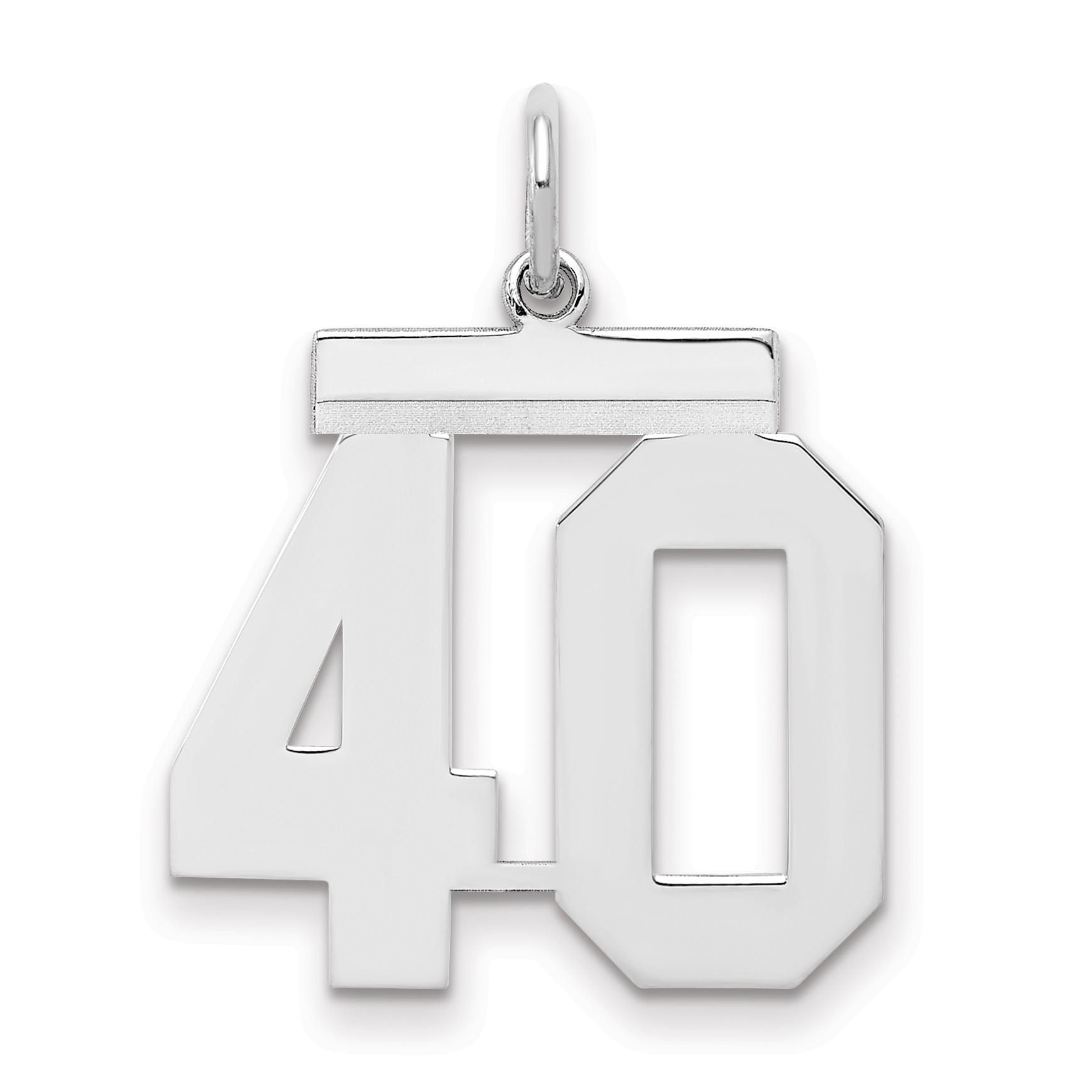 Sterling/Silver Rhodium-plated Polished Number 40 Charm (QMS40)