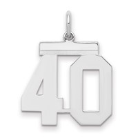Sterling Silver Rhodium-plated Polished Number 40 Charm view 1