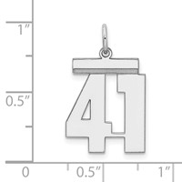 Sterling Silver Rhodium-plated Polished Number 41 Charm view 3