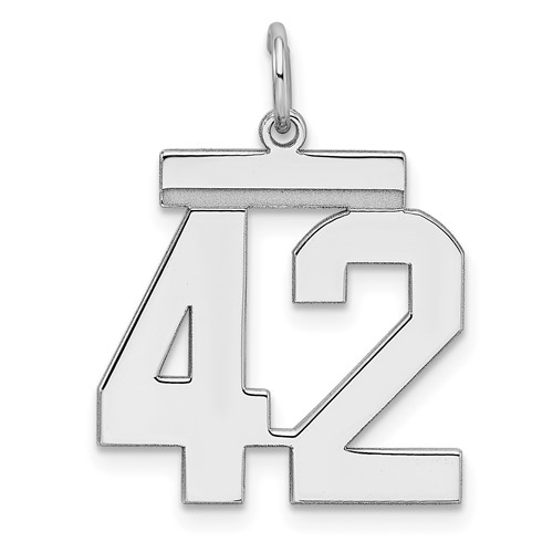 Sterling/Silver Rhodium-plated Polished Number 42 Charm