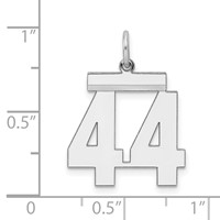 Sterling Silver Rhodium-plated Polished Number 44 Charm view 3