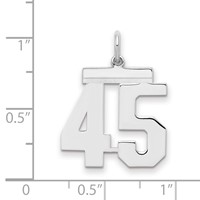 Sterling Silver Rhodium-plated Polished Number 45 Charm view 2