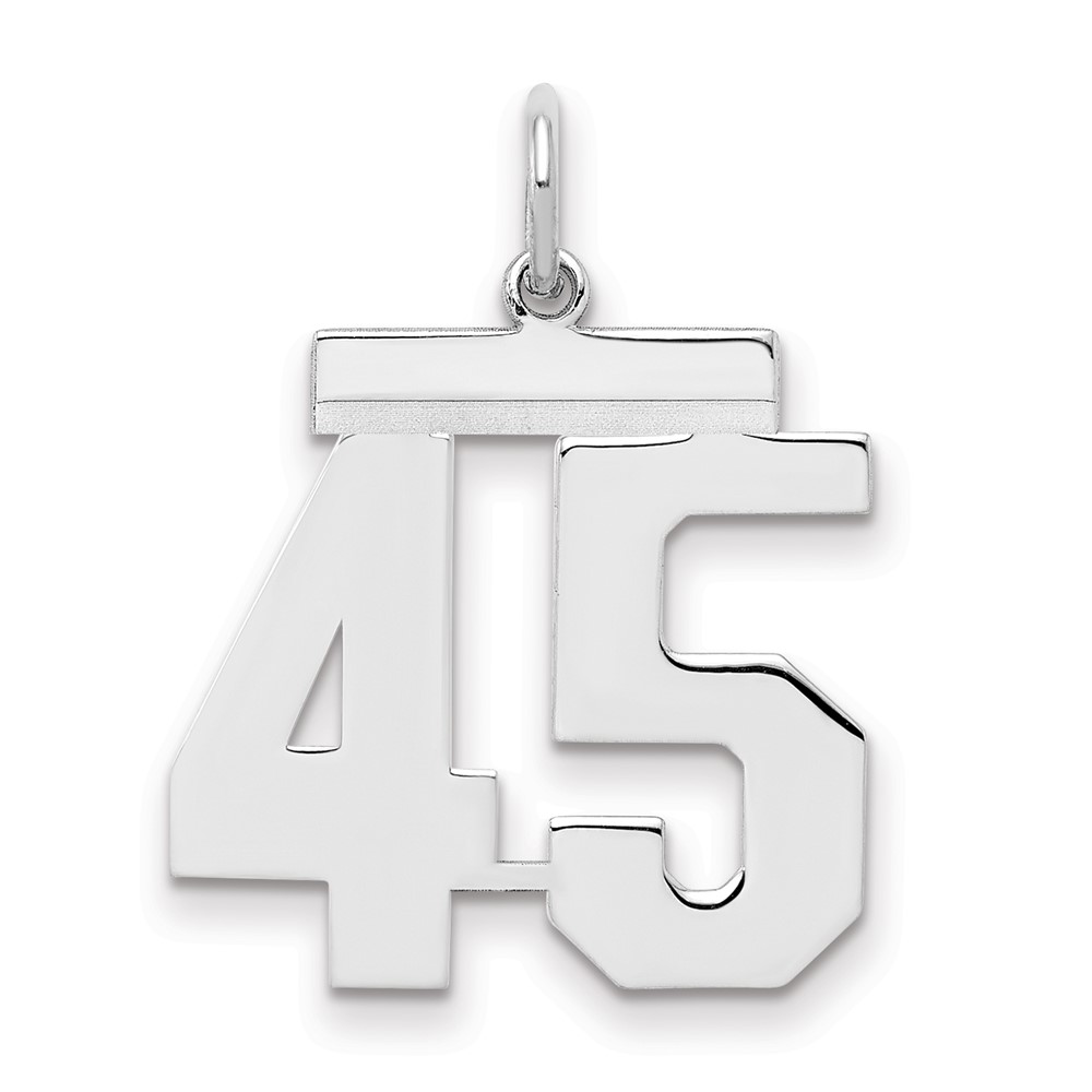 Sterling Silver Rhodium-plated Polished Number 45 Charm