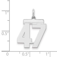 Sterling Silver Rhodium-plated Polished Number 47 Charm view 2