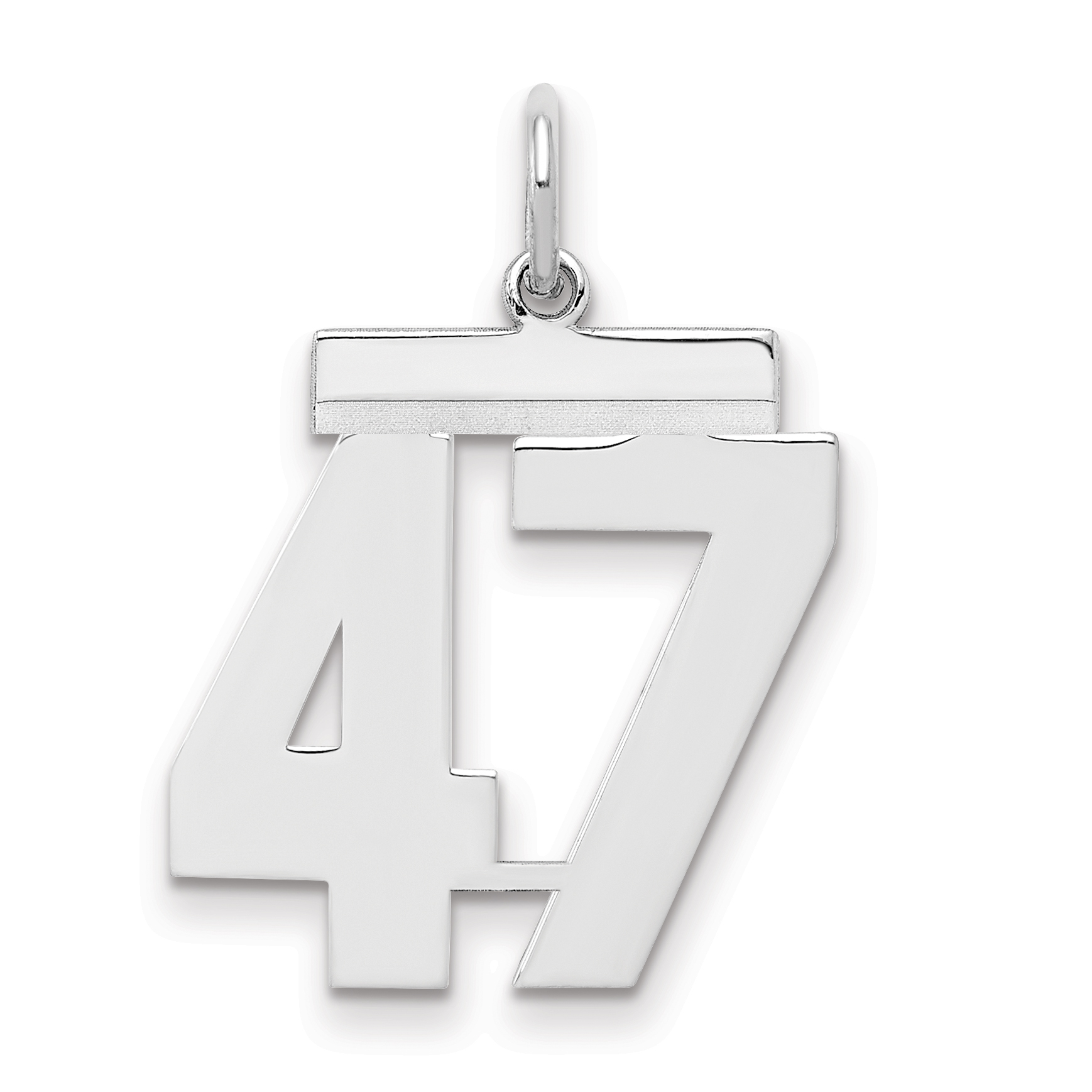 Sterling/Silver Rhodium-plated Polished Number 47 Charm (QMS47)