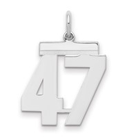 Sterling Silver Rhodium-plated Polished Number 47 Charm view 1