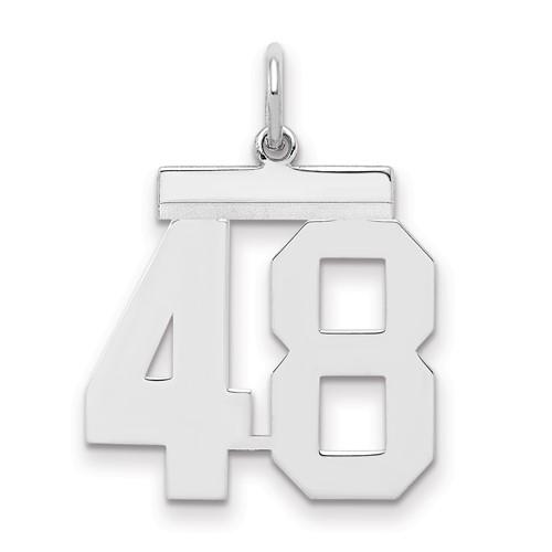 Sterling Silver Rhodium-plated Polished Number 48 Charm