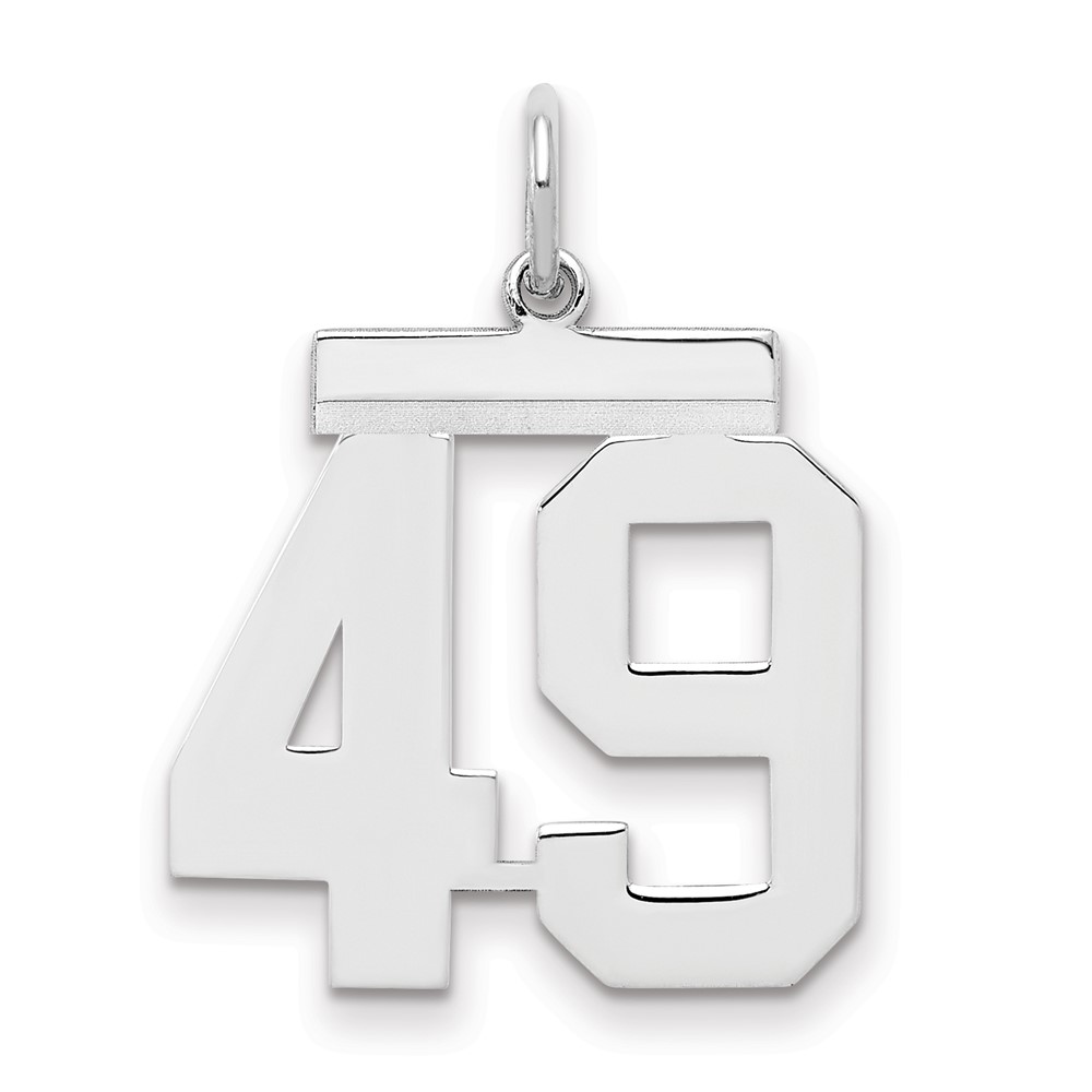Sterling Silver Rhodium-plated Polished Number 49 Charm