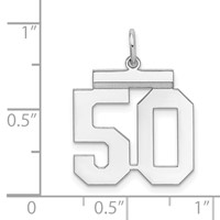 Sterling Silver Rhodium-plated Polished Number 50 Charm view 3